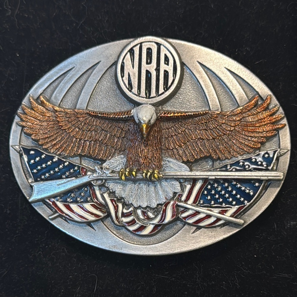 Silver and Brown Eagle Belt Buckle